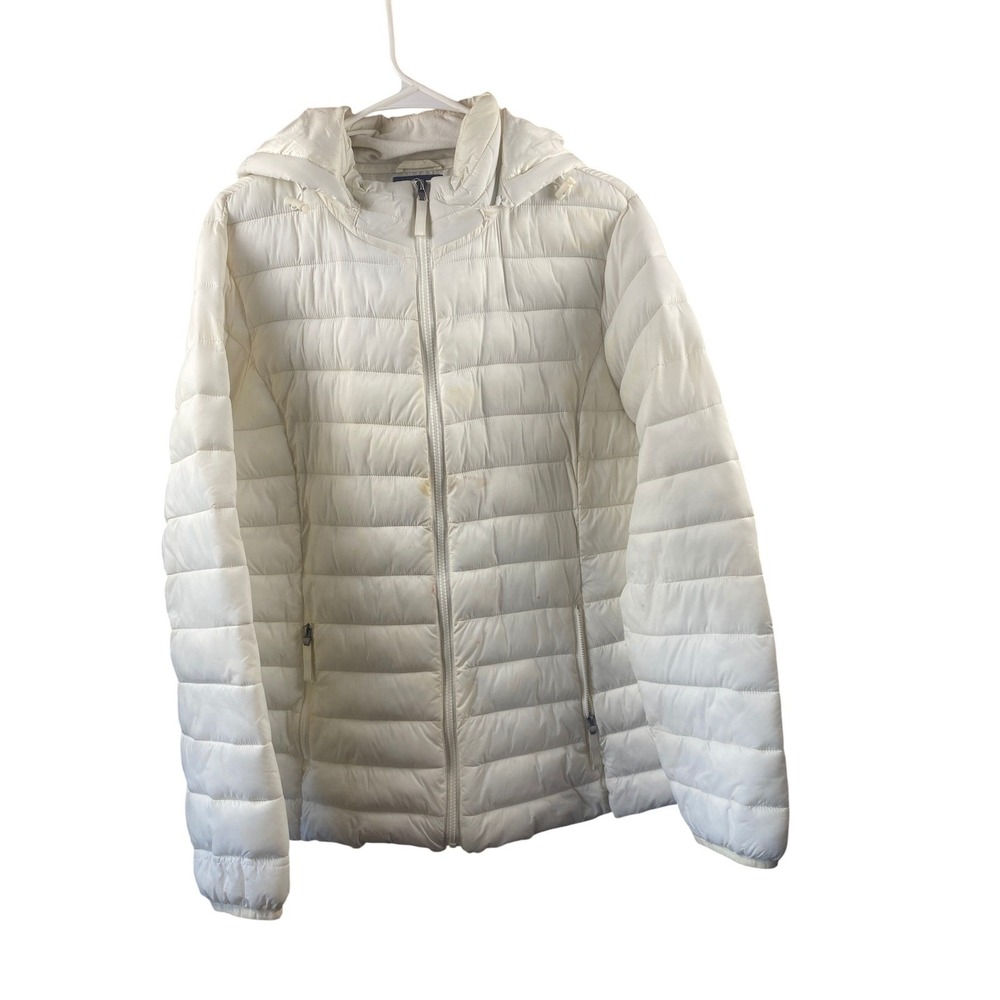St Johns Bay Coat Womens Extra Large Hooded Lightweight Puffer Jacket Full Zip